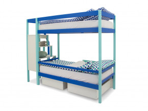 Двухъярусная кровать Svogen с ящиками и бортиком мятно-синий в Верещагино - vereshchagino.magazinmebel.ru | фото - изображение 4