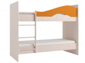 Кровать 2-х ярусная Мая на латофлексах млечный дуб, оранжевая в Верещагино - vereshchagino.magazinmebel.ru | фото