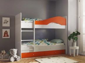 Кровать 2-х ярусная Мая с ящиками на латофлексах белый-оранж в Верещагино - vereshchagino.magazinmebel.ru | фото