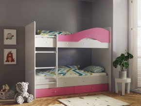 Кровать 2-х ярусная Мая с ящиками на латофлексах белый-розовый в Верещагино - vereshchagino.magazinmebel.ru | фото