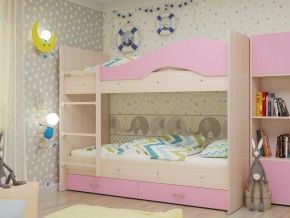 Кровать 2-х ярусная Мая с ящиками на латофлексах розовая в Верещагино - vereshchagino.magazinmebel.ru | фото - изображение 1