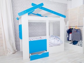 Кровать детская Теремок с ящиком лазурь в Верещагино - vereshchagino.magazinmebel.ru | фото