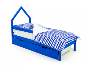 Кровать-домик мини Svogen с ящиками и бортиком синий в Верещагино - vereshchagino.magazinmebel.ru | фото
