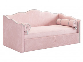 Кровать софа Лея 900 велюр нежно-розовый/галька в Верещагино - vereshchagino.magazinmebel.ru | фото