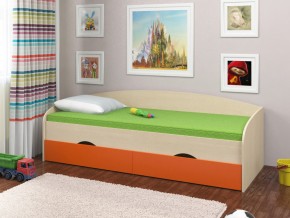 Кровать Соня 2 дуб молочный-оранжевый в Верещагино - vereshchagino.magazinmebel.ru | фото