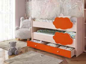 Кровать Соник с ящиком млечный дуб-оранж в Верещагино - vereshchagino.magazinmebel.ru | фото