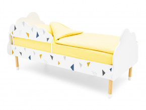 Кровать Stumpa Облако с бортиком рисунок Треугольники желтый, синий в Верещагино - vereshchagino.magazinmebel.ru | фото