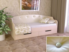Кровать Юниор Тип 2 дуб молочный-белый перламутр 800х1600 в Верещагино - vereshchagino.magazinmebel.ru | фото