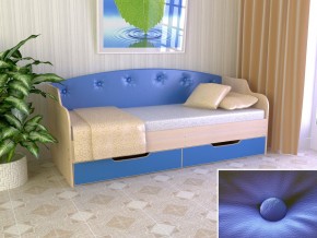 Кровать Юниор Тип 2 дуб молочный/синий 800х1600 в Верещагино - vereshchagino.magazinmebel.ru | фото