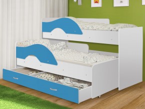 Кровать выкатная Радуга с ящиком 80х160 белая-голубой в Верещагино - vereshchagino.magazinmebel.ru | фото - изображение 1